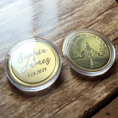 Custom Brass Challenge Coin, Decision Coin, Flip Coin, Souvenir Token, Fathers Day Gift, Gift for Her, Personalized Gift, photo engraving